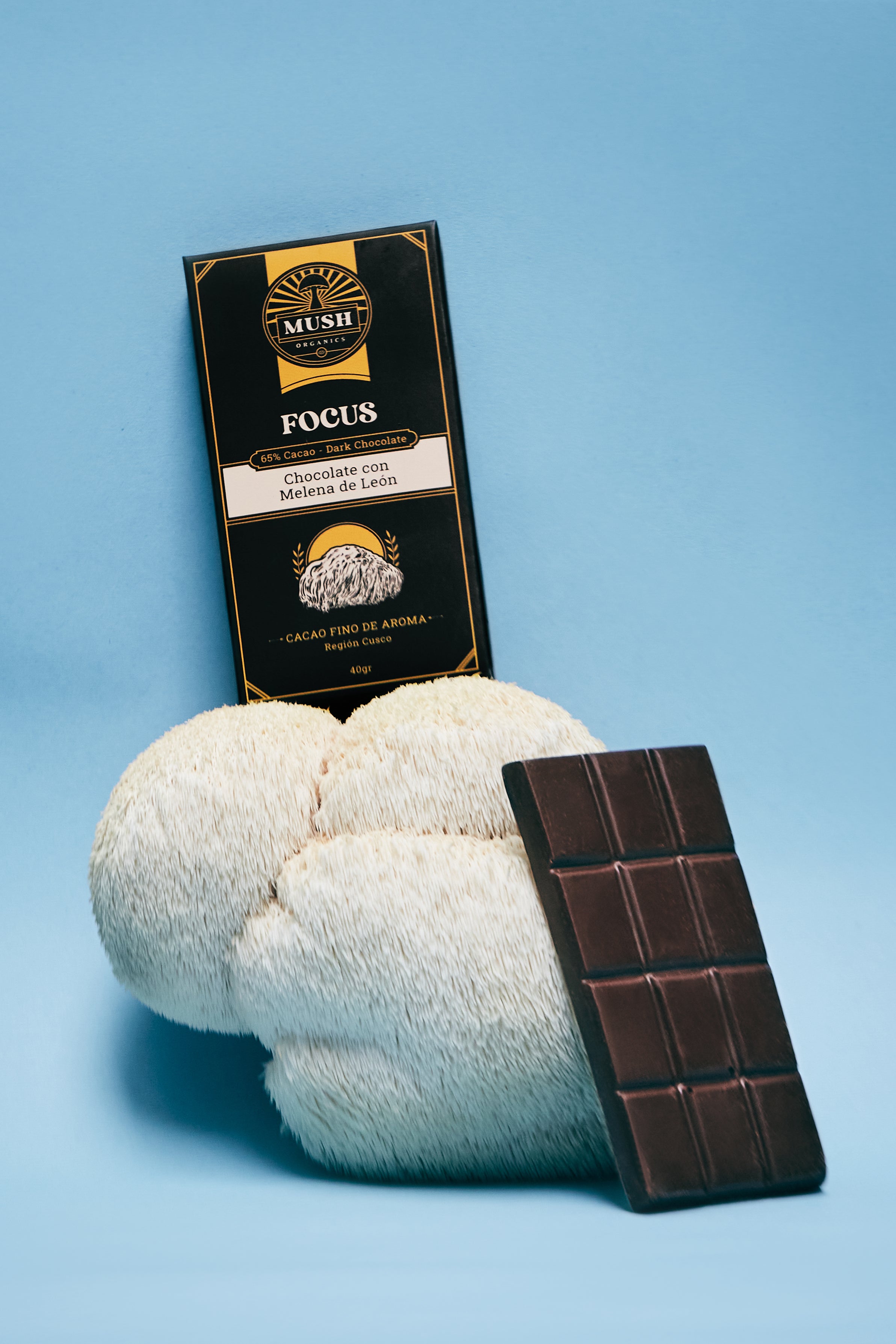 Chocolate MUSH NATURALS 65% Cacao 7.5% Melena de León